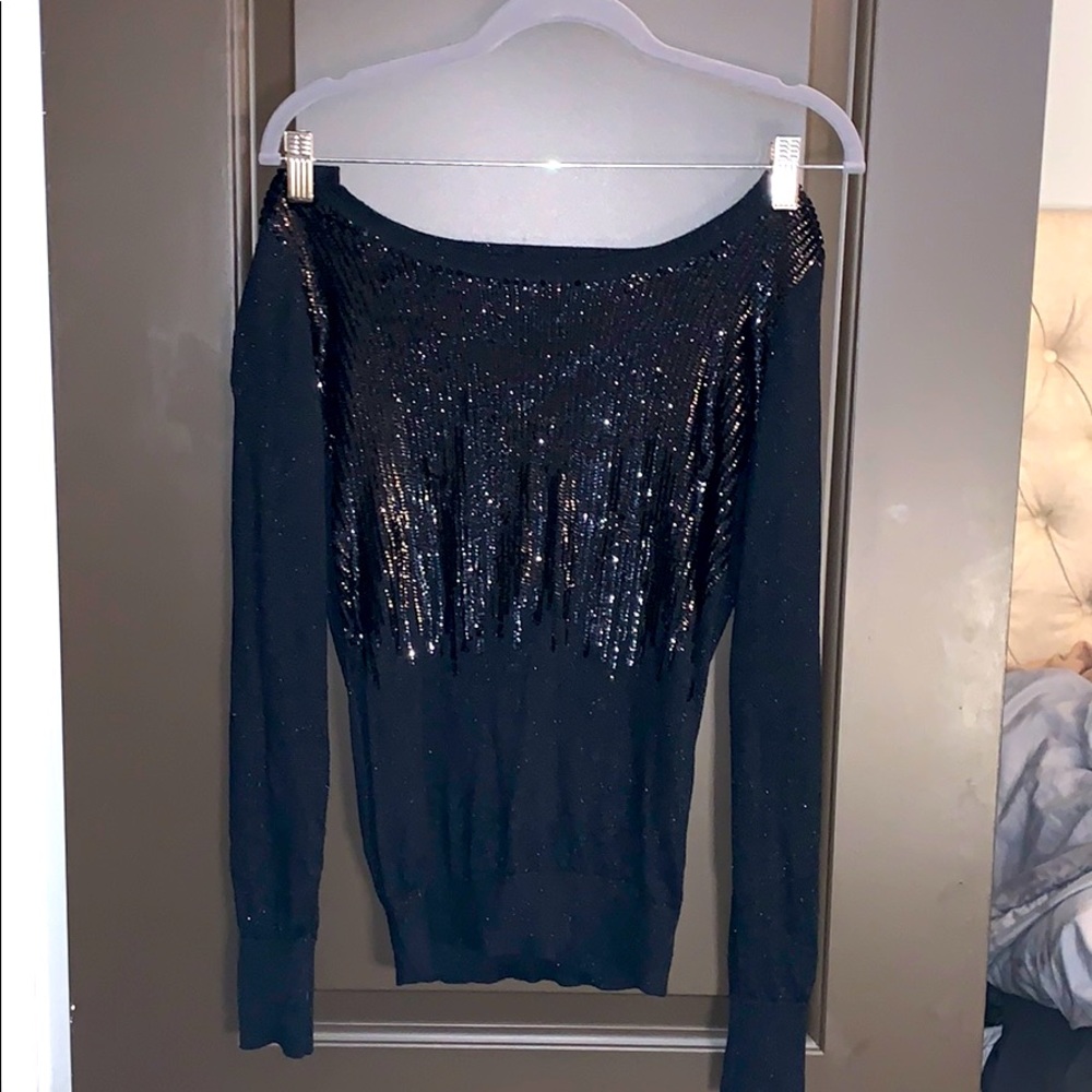 INC Women’s black sparkly sequin sweater